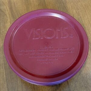 Visions Red Round Plastic Lid & Corning 1 pint bowl